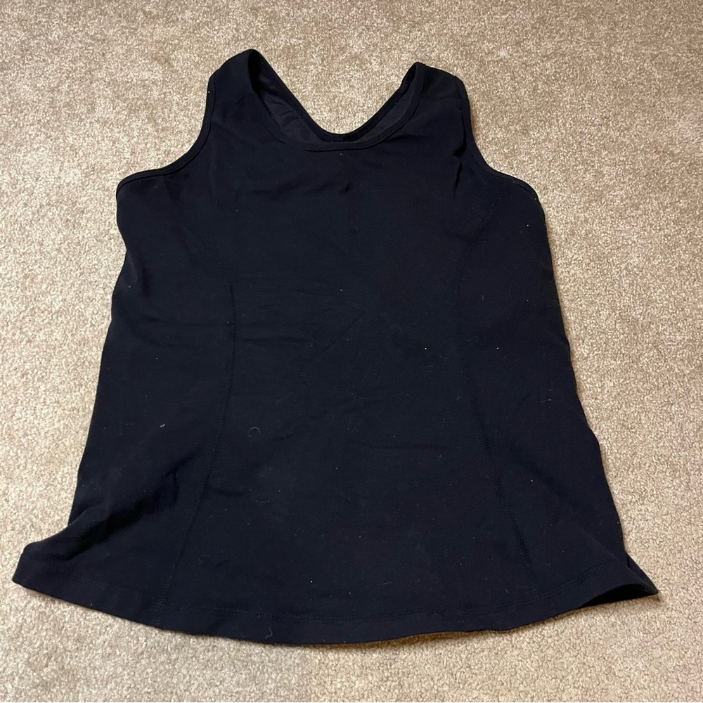 Lululemon Athletica Black Tank Top Built-in Bra Thick Straps Mesh Pocket Medium